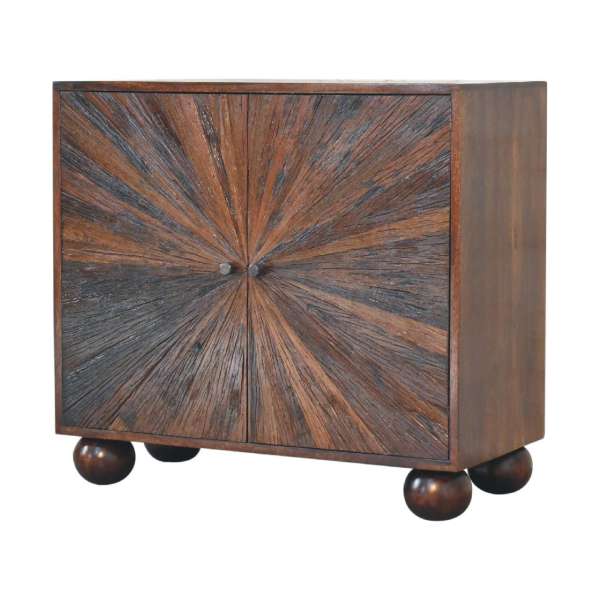 Solid Walnut Finished Reclaimed Mango Wood Cabinet/Cupboard with Ball Feet - Image 2