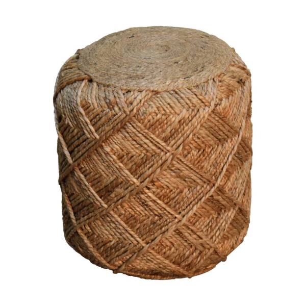 Solid Mango Wood Natural Jute Small Footstool - Image 2