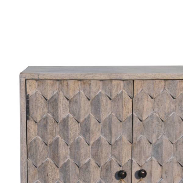 Solid Mango Wood Mini Pineapple Carved Stone Finish Cabinet - Image 4