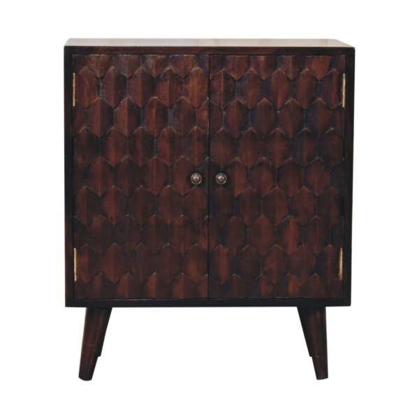 Solid Mango Wood Mini Pineapple Carved Walnut Cabinet