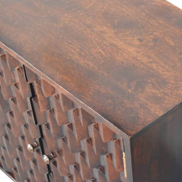 Solid Mango Wood Mini Pineapple Carved Walnut Cabinet - Image 6