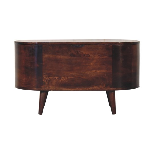 Solid Chestnut Light Walnut Rounded Ottoman/Blanket Box