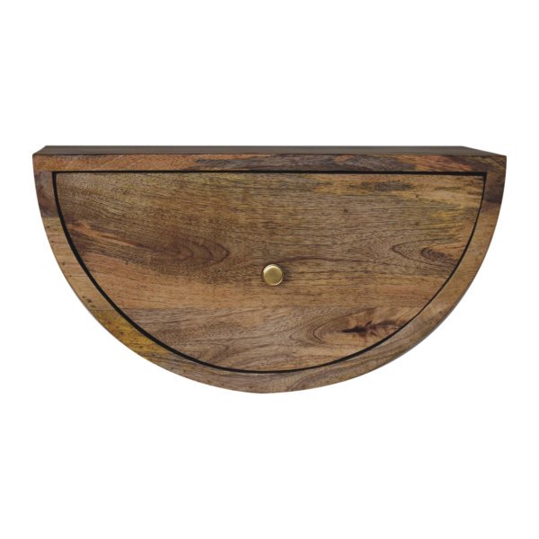 Solid  Mango Wood Crescent Floating Bedside