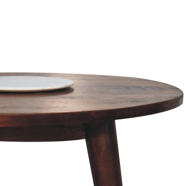 Solid Chestnut Finished Scandinavian Mango Wood Small Dining Table (Plate not included) - Image 2