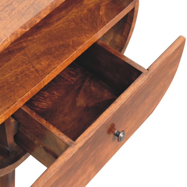 Solid Mango Wood Large Chestnut Circular Open Bedside - Image 6
