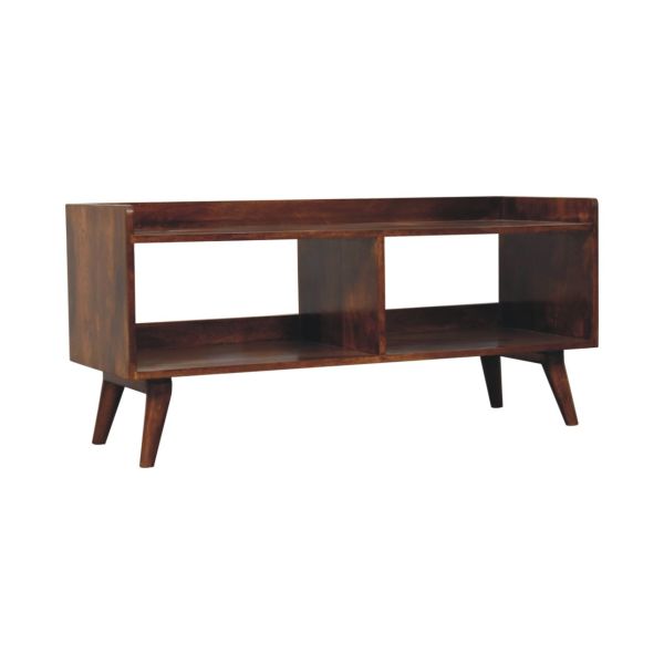 Solid Mango Wood Open-top Chestnut Media Unit - Image 2