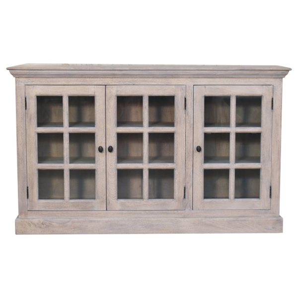 Solid Mango Wood Stone Wash Triple Glazed Cabinet