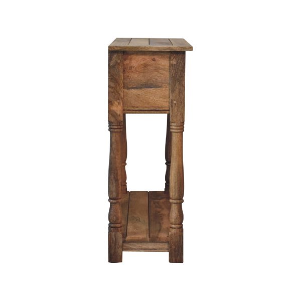 Solid Oak Finished Mango Wood Granary 2 Drawer Console Table - Image 8