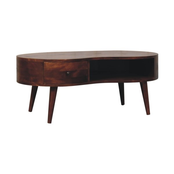 Solid Mango Wood Large Chestnut Wave Coffee Table - Image 2