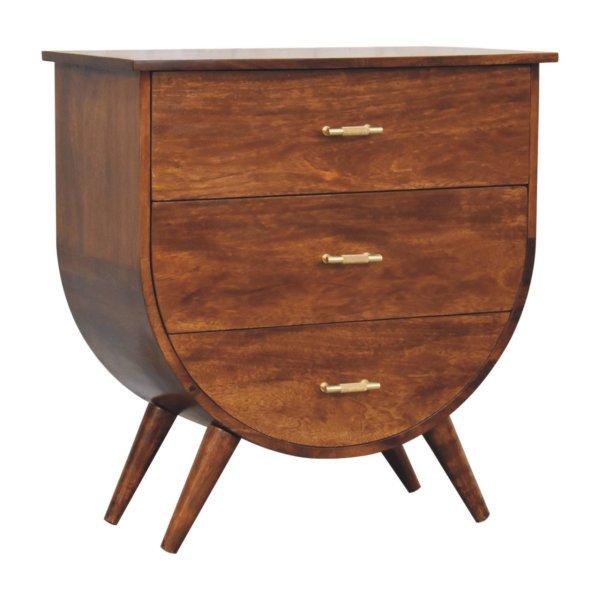 Solid Chestnut Finished Mango Wood 3 Drawer Chest - Image 2