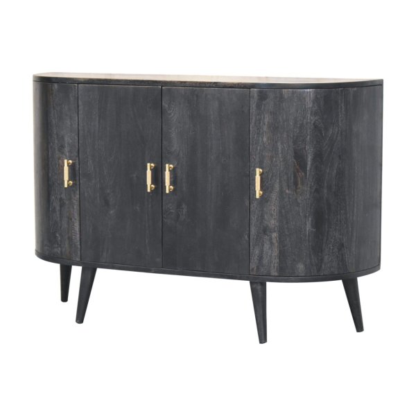 Solid Mango Wood Ash Black T-Bar Quad Cabinet - Image 3