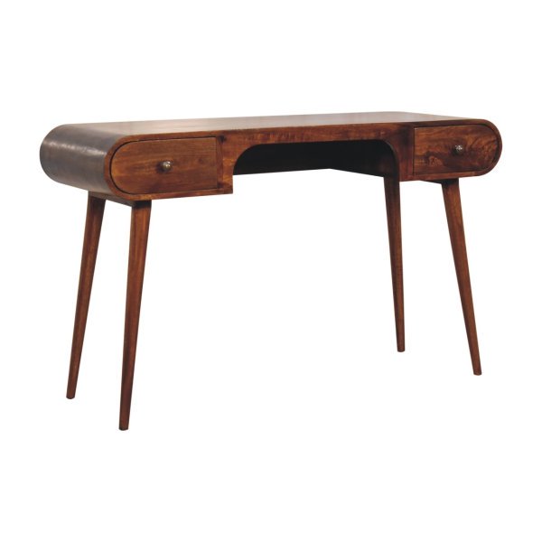 Solid Mango Wood Chestnut London Arch Writing Desk - Image 3