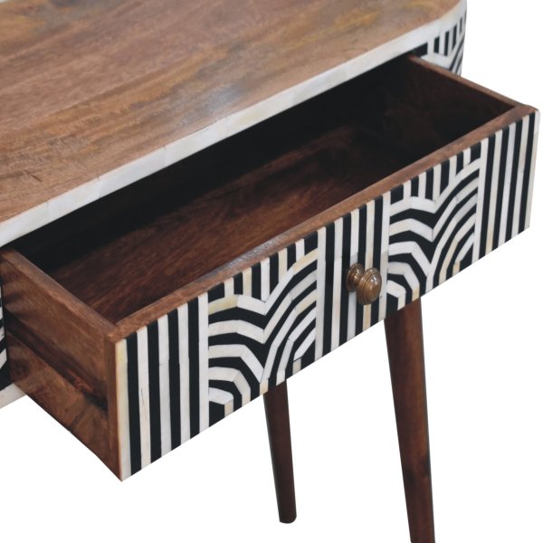 Solid Mango Wood Honey Caramel Edessa Bone Inlay Console Table - Image 5
