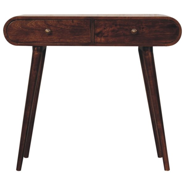 Solid Mango Wood California Walnut Curved Edge Console Table
