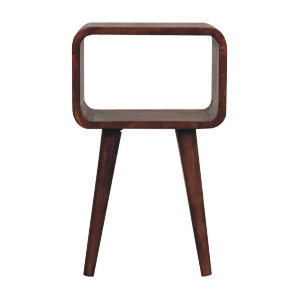 Solid Mango Wood Mini Honey Caramel Curved Open Bedside