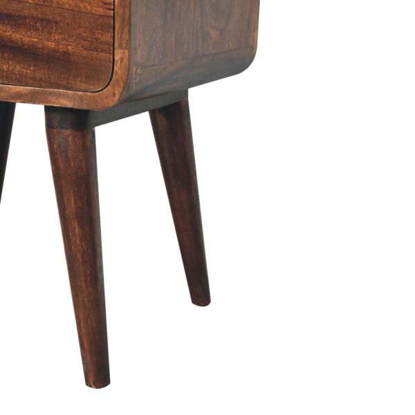 Solid Mango Wood Curved California Walnut Bedside - Image 2