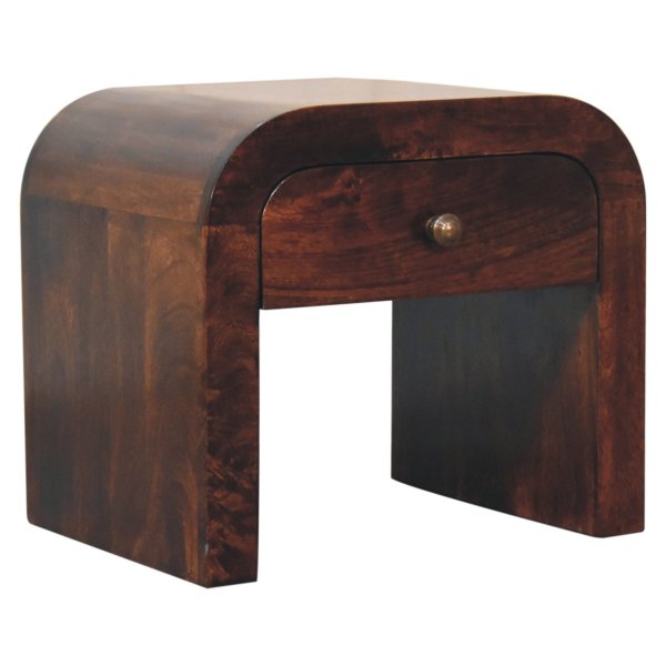 Solid Mango Wood California Walnut Disc Bedside - Image 2