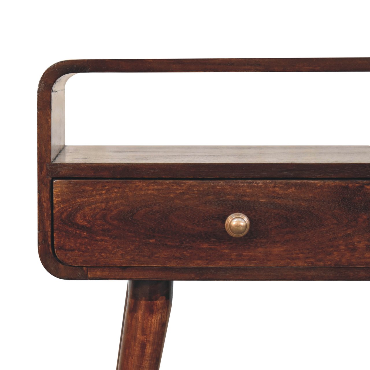 Solid Mango Wood Curved California Walnut Console Table - Image 4