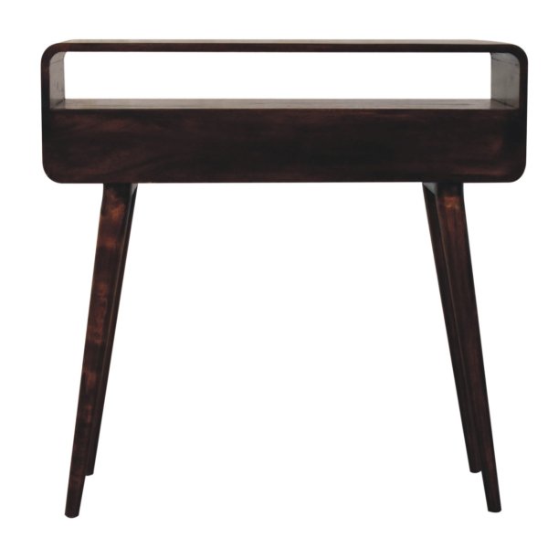 Solid Mango Wood Curved California Walnut Console Table - Image 9