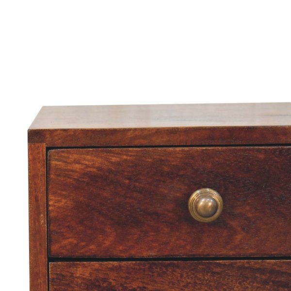 Solid Mango Wood Mini 2 DrawerCalifornia Walnut Bedside - Image 4