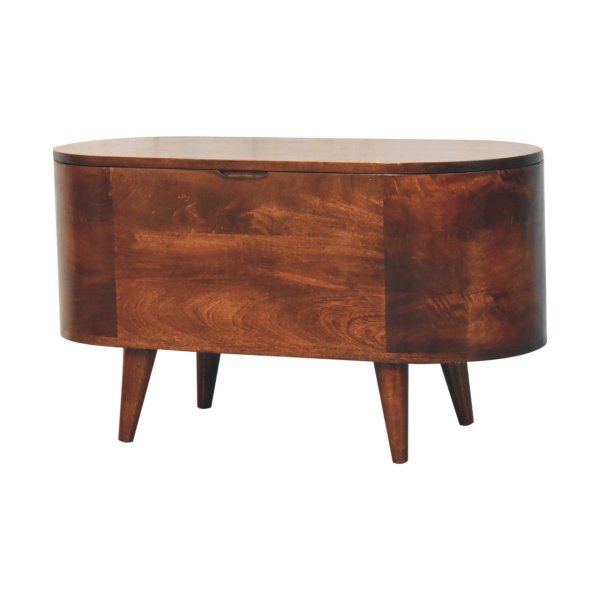 Solid Mango Wood California Walnut Rounded Lid up Blanket Box - Image 2