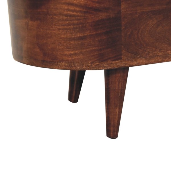 Solid Mango Wood California Walnut Rounded Lid up Blanket Box - Image 7