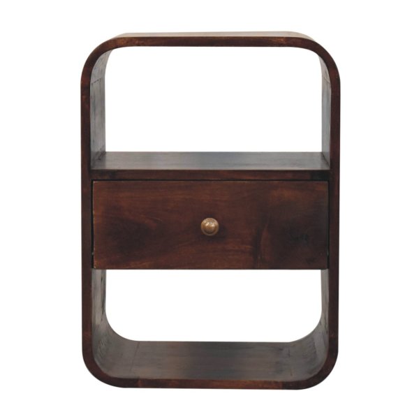 Solid Mango Wood California Walnut Curved Edge Bedside