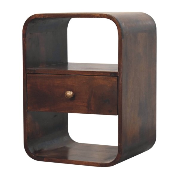 Solid Mango Wood California Walnut Curved Edge Bedside - Image 3