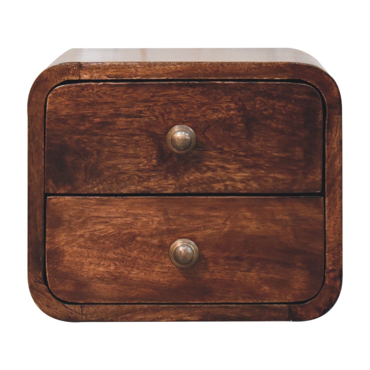 Solid Mango Wood Mini Curved California Walnut Wall Mounted Bedside
