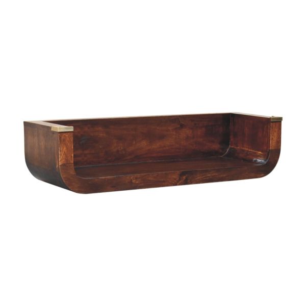 Solid Mango Wood Indira California Walnut Floating Console Table