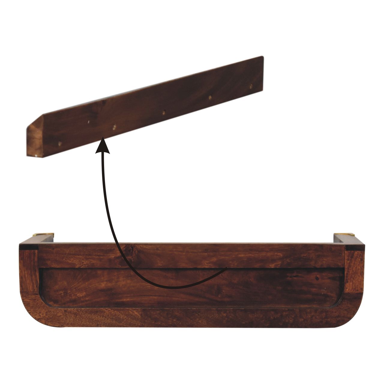 Solid Mango Wood Indira California Walnut Floating Console Table - Image 8