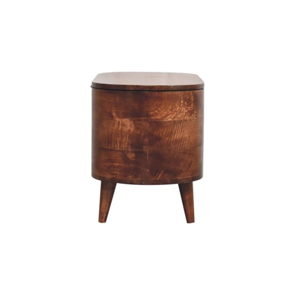Solid Mango Wood Honey Caramel Rounded Lid up Blanket Box - Image 9
