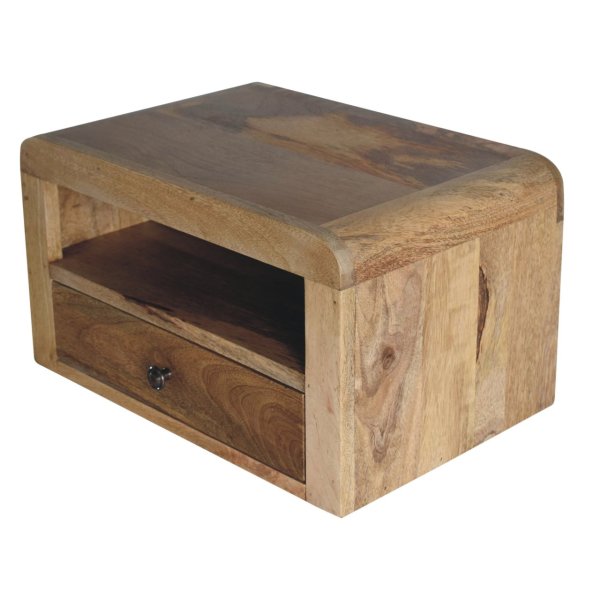 Solid Mango Wood Chunky Oak-ish Floating Bedside - Image 6