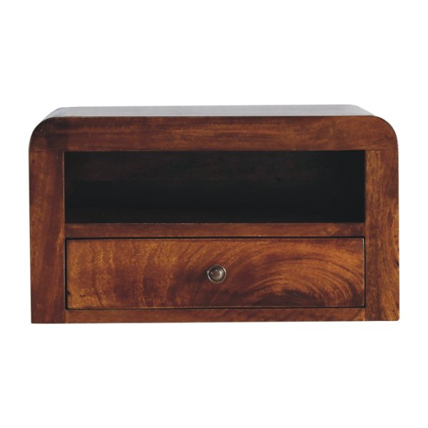 Mango Wood Chunky Chestnut 1 Drawer Wall Mounted Nightstand