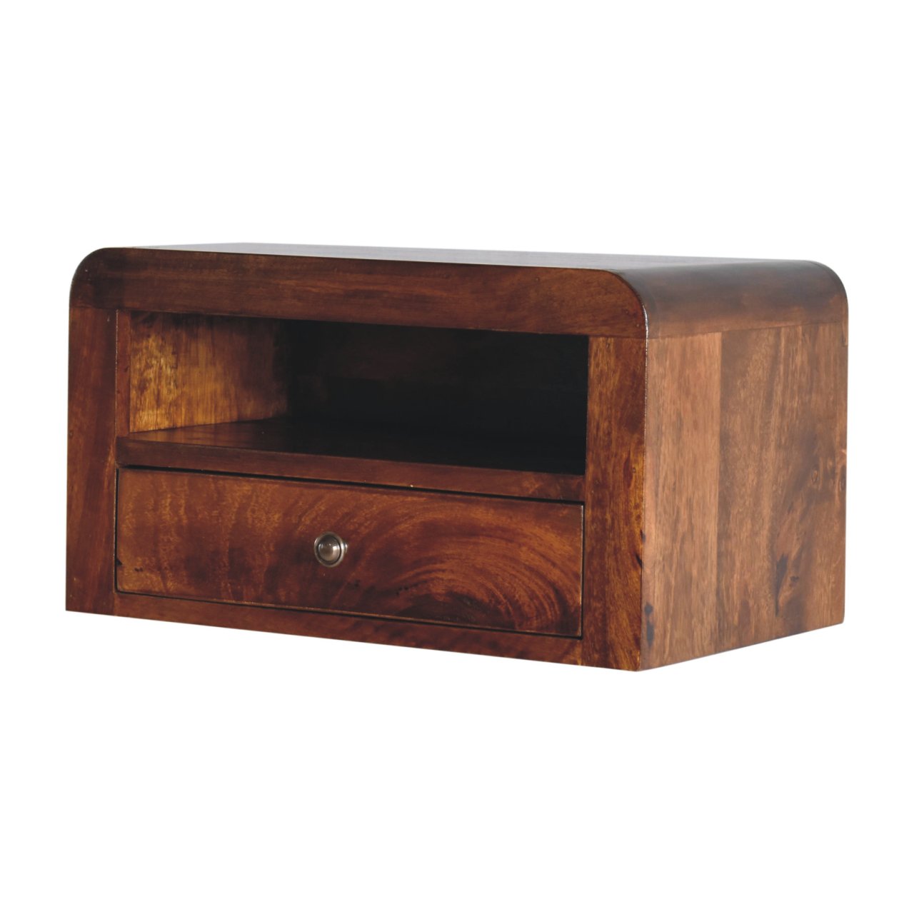 Mango Wood Chunky Chestnut 1 Drawer Wall Mounted Nightstand - Image 2