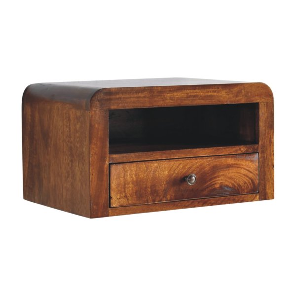 Solid Mango Wood Mango Wood Chunky Chestnut 1 Drawer Wall Mounted Nightstand - Image 3