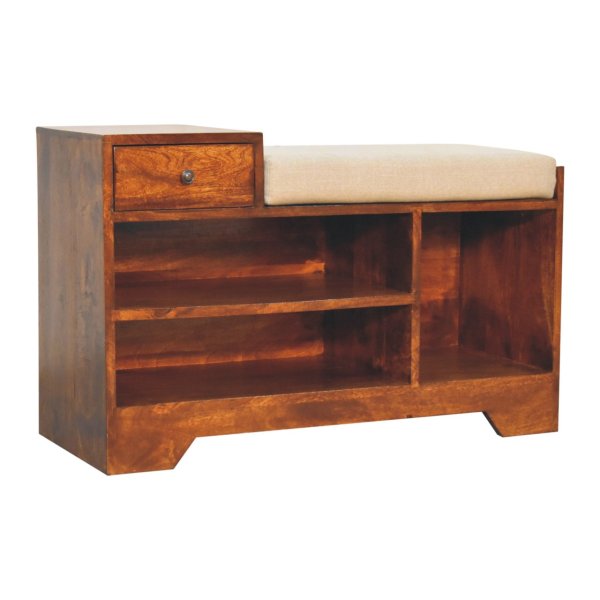Solid Mango Wood Retreat Chestnut Shoe Bench - Image 3