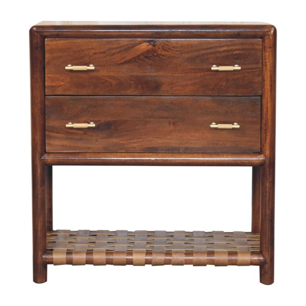 Solid Mango Wood Regency Woven 2-Drawer Nightstand