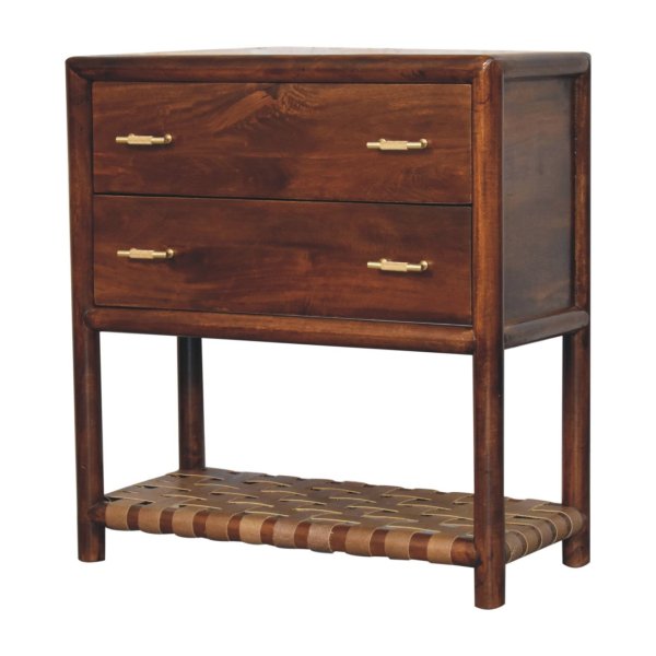 Solid Mango Wood Regency Woven 2-Drawer Nightstand - Image 2