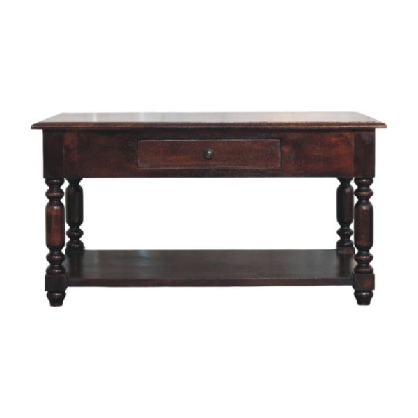 Solid Mango Wood Turned Legs Cherry Console Table