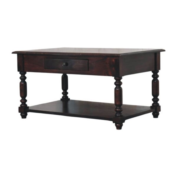 Solid Mango Wood Turned Legs Cherry Console Table - Image 2