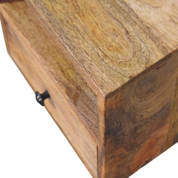 Solid Mango Wood Mango Wood Solis 1-Drawer Oak-ish Wall Mounted Nightstand - Image 6
