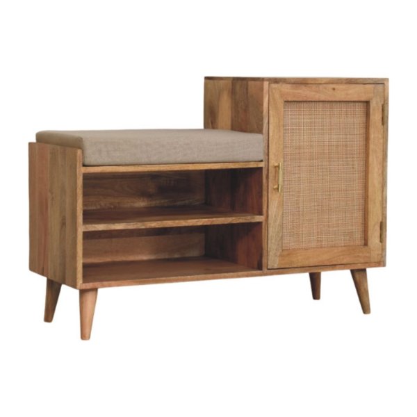 Solid Mango Wood Larissa 2 slot Oak Finished Bench Unit - Image 2