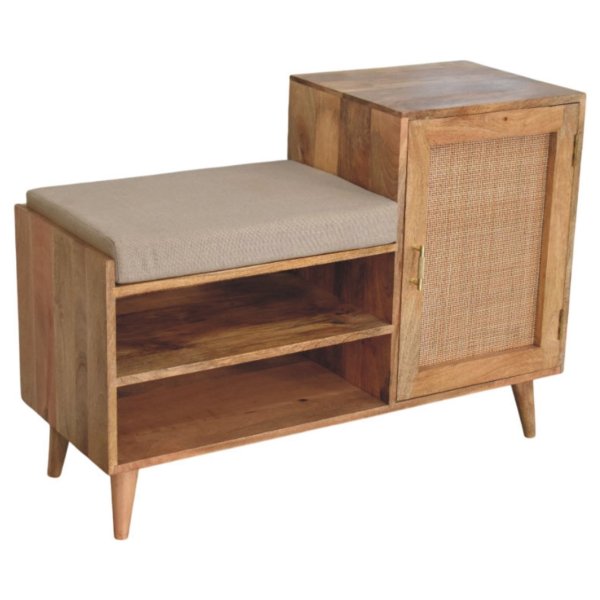 Solid Mango Wood Larissa 2 slot Oak Finished Bench Unit - Image 6