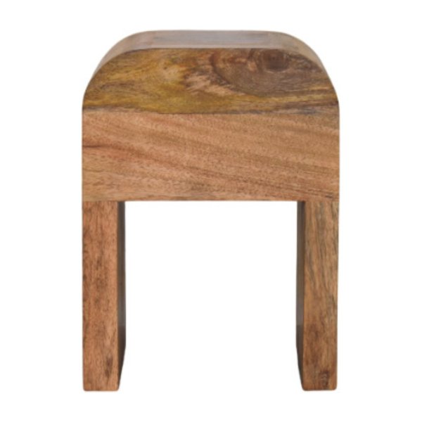 Mango Wood Mini Darcy Oak-ish Nightstand with Curved Edges - Image 8