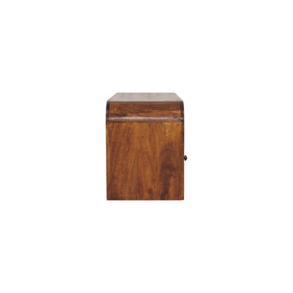 Solid Mango Wood Darcy 3 drawer Open Shelf Chestnut Media unit - Image 8