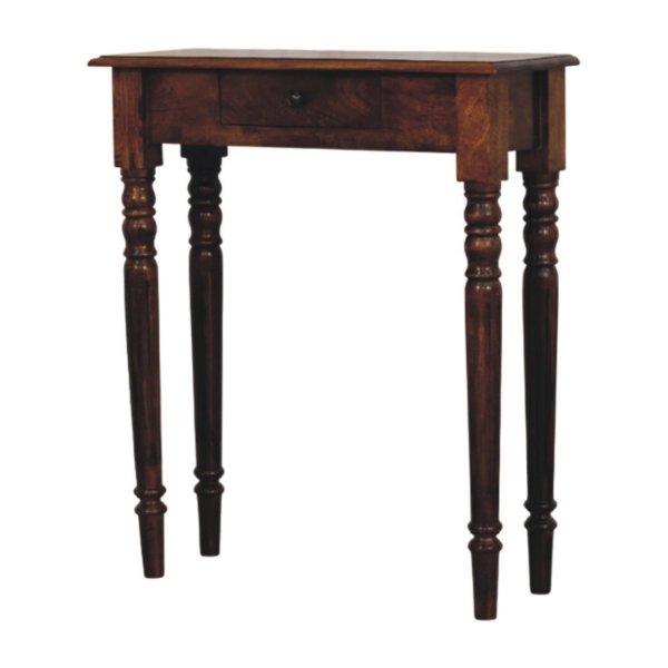 Solid Mango Wood Turned Legs 1 Drawer Chestnut Console - Image 2