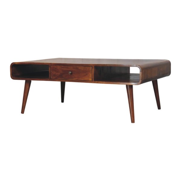 Solid Mango Wood Avora 2 Drawer Chestnut Coffee Table - Image 2