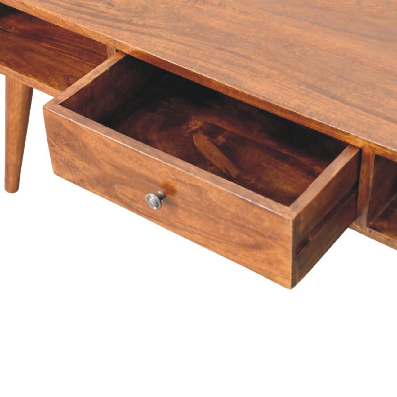 Solid Mango Wood Avora 2 Drawer Chestnut Coffee Table - Image 5