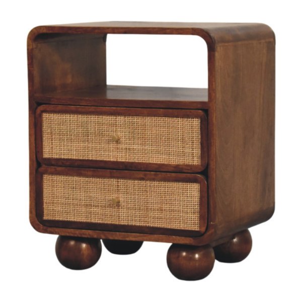 Solid Mango Wood Larissa 2 Drawer Chestnut Nightstand
